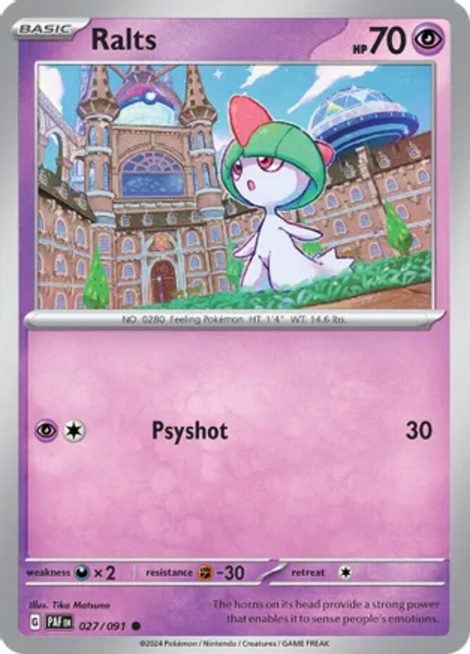 Ralts - 027/091 - Common (Near Mint) Paldean Fates - Psychic Pokémon