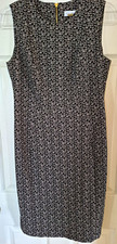 Calvin Klein Womens Black White Geometric Woven Stretch Sheath Dress (8)