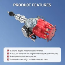 New Red Cap HEI Distributor and Plug Wires 289-302 Replacement For Ford Small