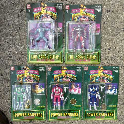 Vintage 1994 Mighty Morphin Power Rangers Flip Head & Evil Space Aliens Figures