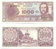 PARAGUAY NOTE 1000 GUARANIES 2002 SERIAL B COMMEMORATIVE P 221 UNC