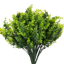 8 Bundles UV Resistant  Non-Fading Artificial Boxwood Shrubs - Fake Greenery