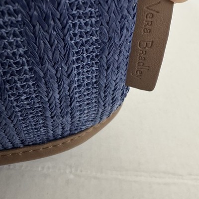 Vera Bradley Straw Raffia Blue Turtle Print Convertible Mini Summer Backpack Vera Bradley Straw Blue Mini Convertible Backpack With  main image 4