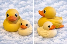 NEW Rubber Duck Bath Toy Set 2 Ducks Yellow White Cute Jeep Ducking- baby gift
