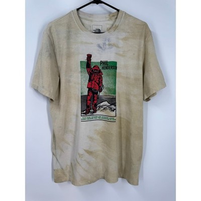 The North Face Phil Henderson Tie Dye T-Shirt Beige Hiking Graphic Size Large