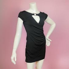 VINTAGE Y2K Cache Little Black Dress Size 6 Keyhole Cocktail Evening Designer