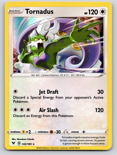 2020 POKEMON TORNADUS VIVID VOLTAGE 142/185 HOLO RARE NM A45936 FREE S&H