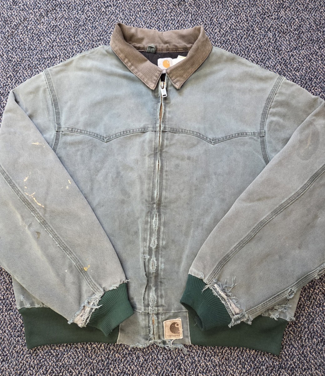 Carhartt Santa Fe Jacket J14 HTG Size 2XL Vintage Green Worn Faded Carhartt Santa Fe Jacket J14 HTG Size 2XL Vintage Green Worn Faded