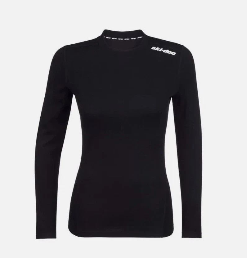 NEW Ski-Doo Women’s Merino Base Layer Top Black Thermal Long Sleeve - Medium
