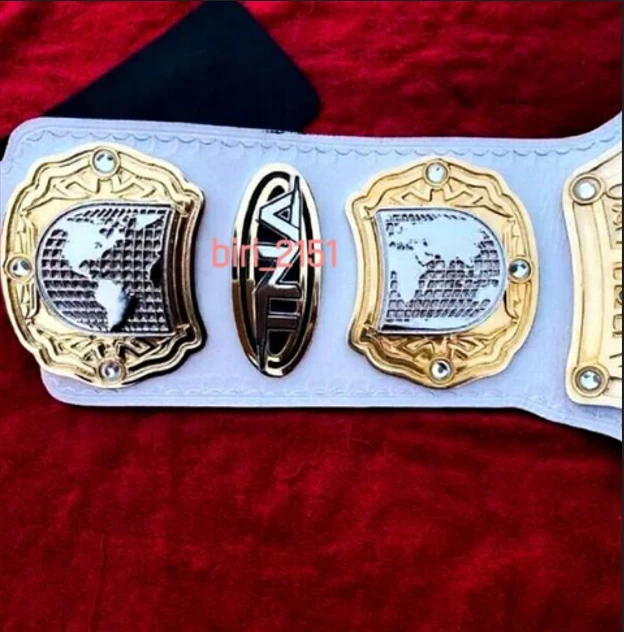 Nuevo TNA Heavyweight Championship Belt 2MM Latón Blanco Correa Cinturón Cuero Foto 4 de 4