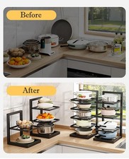 Adjustable Pot Rack Organizer, Kitchen Stainless Steel Pot Storage Rack ,Multi-L