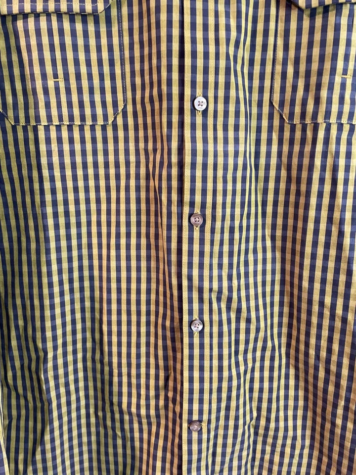 Camisa J.Ferrar Calce Ajustado Amarillo y Gris Rayas Abotonada XXL 18-18.5 100% Algodón Foto 4 de 4