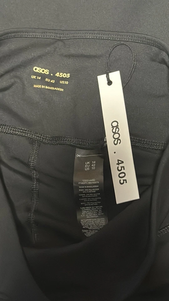 ASOS 全新带标签黑色宽腿高腰打底裤 10 码女式弹力休闲舒适 — 第 4/4 张图片