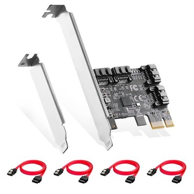 PCIE to SATA Card 4 Port, 6Gbps SATA 3.0 Binardat Controller, Includes 4 Cabl...