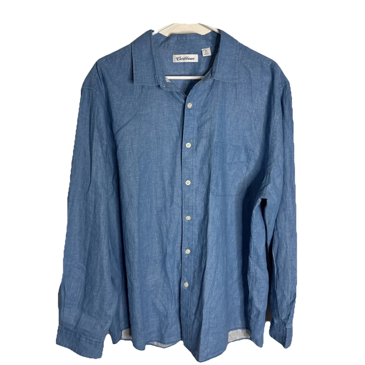 Chemise Hawaïenne Caribbean Joe – Homme XL – 100% Soie Bleue à Motif Floral – Boutonnée