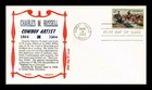DR JIM STAMPS US COVER CHARLES M RUSSELL COWBOY ARTIST FDC KHOL KRAFT CACHET