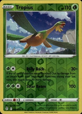 Tropius 006/203 Rare Evolving Skies Pokemon Reverse Holo Lightly Played