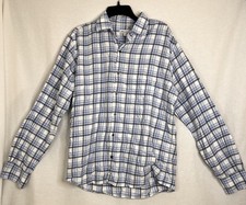 Peter Millar Men's Blue Black Plaid Long Sleeve Button Down Modern Shirt -Large