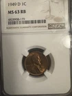 1949 D LINCOLN CENT NCG MS 63 Red
