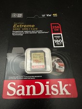 SanDisk Extreme 256GB SDXC UHS-I Memory Card 180MB/s V30 U3 4K UHD New