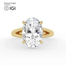 Oval Diamond Engagement Ring 14k Yellow Gold Labgrown 5.15 Ct Solitaire