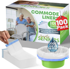 Commode Liners - 100 Strong Portable Commode Toilet Bags - Easy to Use Bedsid...