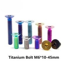 Titanium Bolt Countersunk Head Flat Hex Screw M6x10 15 20 25 30 35 40 45 Grade 5