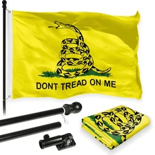 Combo Pack: 6 Feet Tangle Free Spinning Flagpole (Black) Gadsden Don't