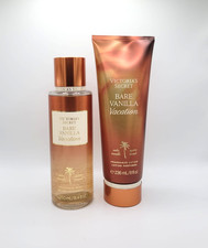 Victoria's Secret Bare Vanilla Vacation Body Mist Spray Body Lotion Set of 2