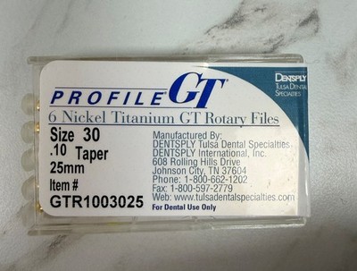 Dentsply ProFile GT Rotary Files Size 30 .10 Taper 25mm GTR1003025 - Pack of 5
