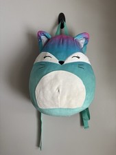 Squishmallows Fox Cat Teal Pink Plush Backpack Purse Stuffed Animal Pocket