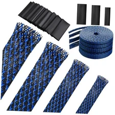  Expandable Braided Cable Sleeve Multi Size Braided Wire 65.6 ft Blue, Black