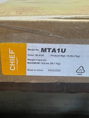 Chief MTA1U Fusion Flat Panel Mount Black Maximum 125lbs TV Wall Mount