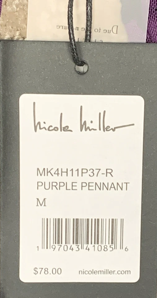 Top Nicole Miller Mujer Púrpura Banderín Terciopelo Floral Acanalado Manga Larga M Nuevo con Etiquetas Foto 4 de 4