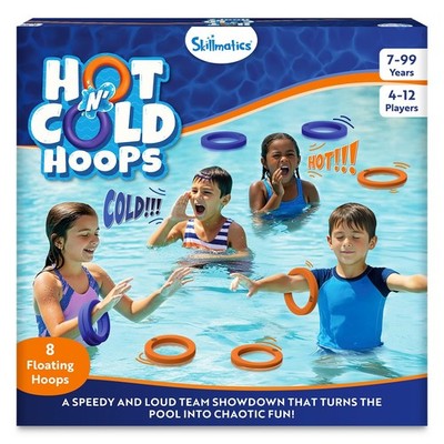 Pool Game Hot  N  Cold Hoops, 8 Floating 5'' Diameter, 4 Orange & 4 Purple - Fun