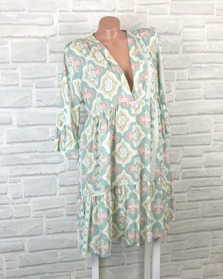 Italy Hippie Boho HÃ¤ngerchen Tunika Kleid Muster druck 38 40 42 GrÃ¼n K648 Neu | eBay