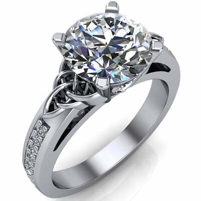 3.5ct Simulated Diamond Celtic Trinity Solitaire Accent Ring White Gold Plated