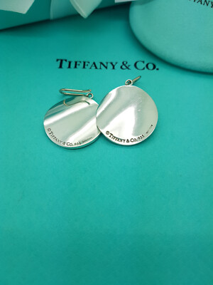 Tiffany & Co. Very RARE Silver Notes Round Disc Dangle Earrings