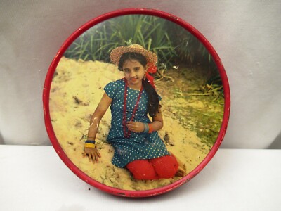 Vintage Werbe Dose Nutrine Confectionery Co Darstellung Indianer Girl Litho Ad ''