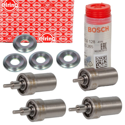 4x BOSCH Einspritzdüse Zapfendüse + ELRING Dichtring für MERCEDES W124 OM601