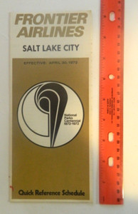1972 Frontier Airlines Salt Lake City Schedule. T4