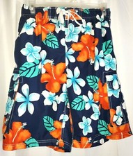 Kanu Surf Men's Hawaiian Print Swim Trunks Shorts with pockets Large