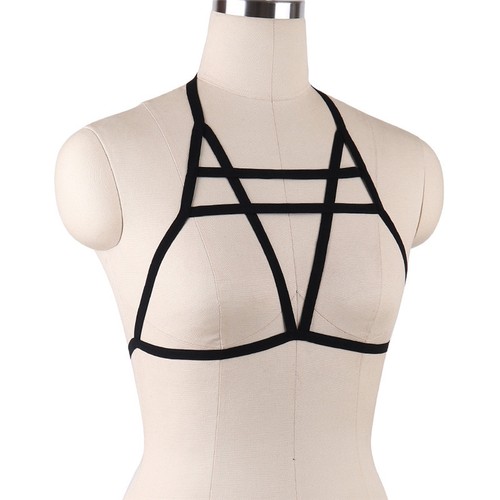 Harness Elastic Cupless Cage Bra Sexy Lingerie for Women Top Exotic Strap Belt - Picture 65 of 273