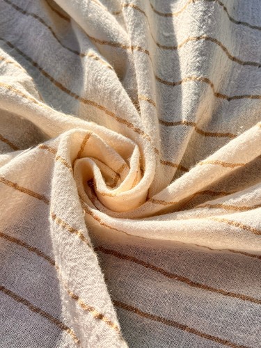 Beige Striped Neutral Organic Cotton Fabric By 2 Meters. - Picture 8 of 13