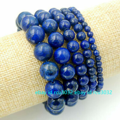 Natural Blue Lapis Lazuli Round 6/8/10/12mm Gems Beads Stretch Bracelet 7.5''
