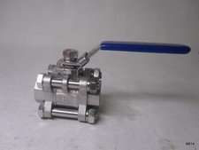 1/2" 3-Piece Full Port Ball Valve, Stainless Steel, FNPT Threaded SS, 1000 WOG