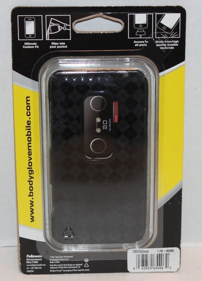 NEW BODY GLOVE Slim Black Argyle Gel Protective Cell Phone Case FREE Shipping! - Image 2 of 2