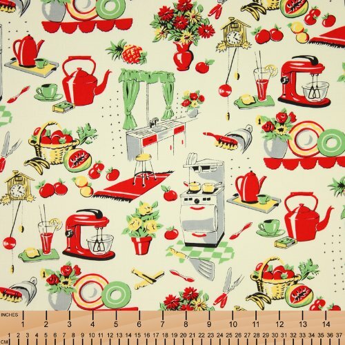 Michael Miller- 50's Kitchen, Vintage - Fabric BTY, 100% Cotton