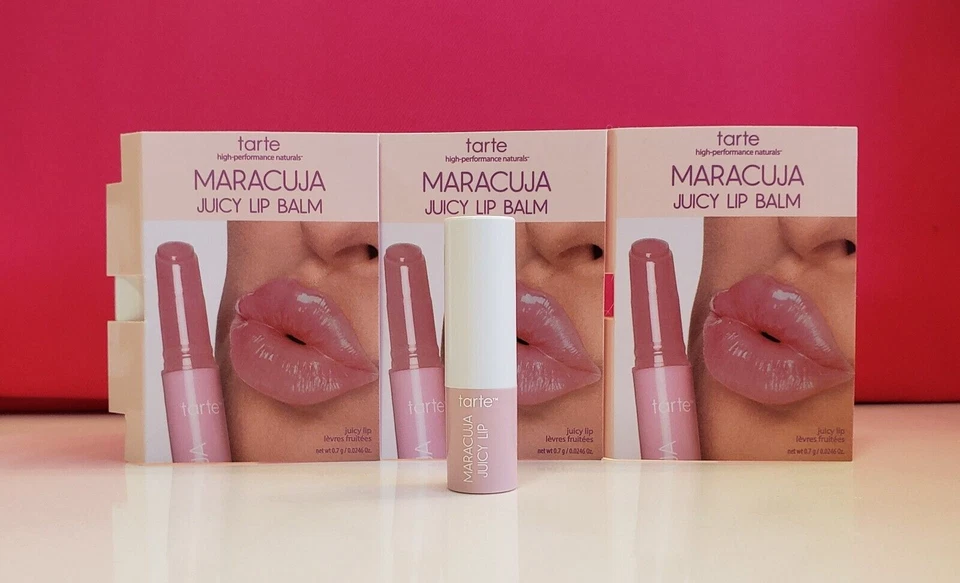 3X Tarte Maracuyá Juicy Bálsamo Labial ~ ROSA ~ 0.0246 oz / 0.7 g = Tamaño Completo en TOTAL Foto 2 de 4