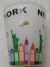 New York Shot Glass Souvenir liberty apple broadway times Sq frosted